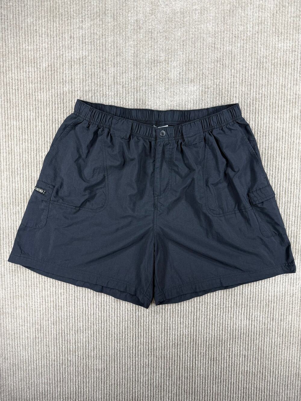 Columbia Black Cargo Hiking Shorts Womens 1X Nylon Outdoor Elastic Waist EUC